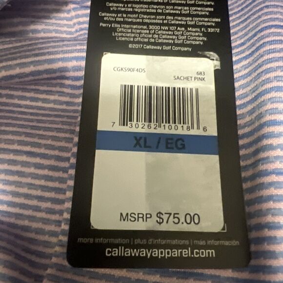 Callaway Shirt Men Size XL Pink Blue Opti Dri Golf Polo Performance - Picture 3 of 4